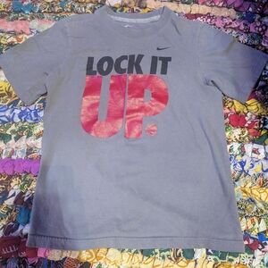 Nike Kids Gray Tee with Bold Red Graphic